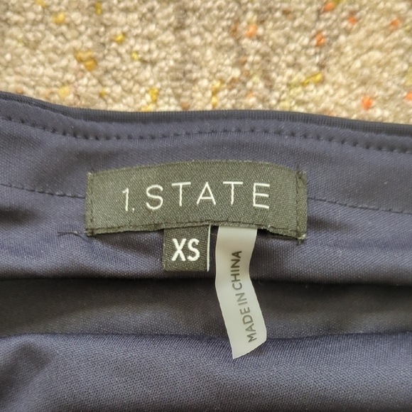 1. State Blue Asymmetrical Ruched Wrap Midi Skirt - Picture 2 of 6